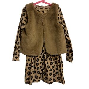 H&M Tan and Black Leopard Print Dress and Vest.